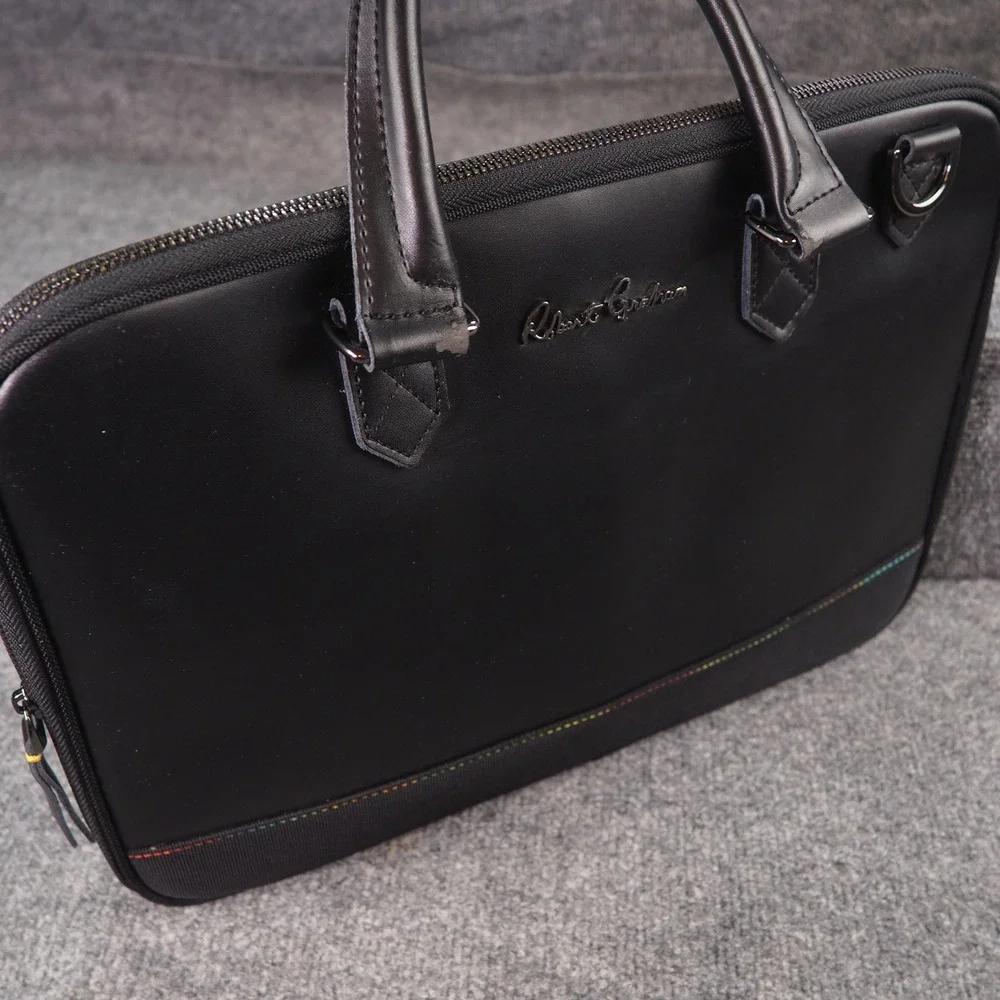 Robert Graham Mens Black Slim Briefcase Laptop Bag Professional Office 7297